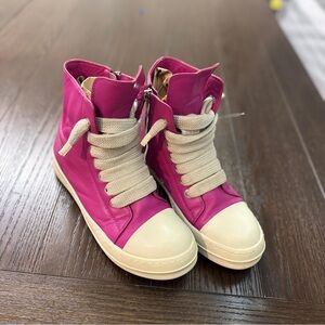 Replica Rick Owens Pink and Cream High-Top Sneakers